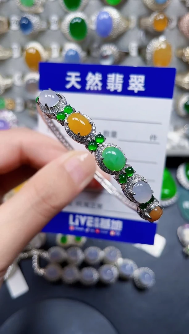 银S925镶嵌手镯翡翠163