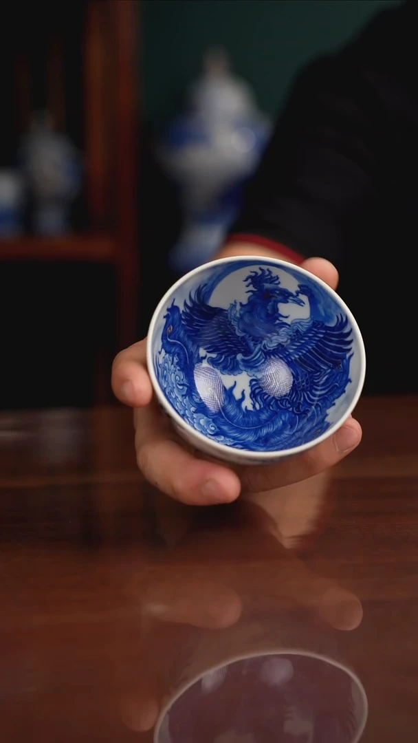 自成柴窑青花釉里红