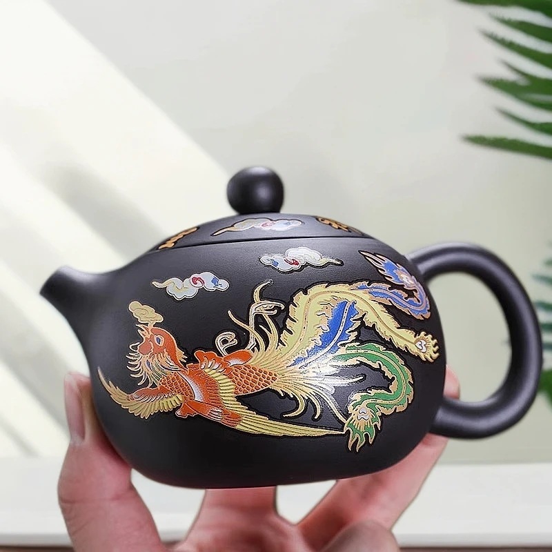 紫砂茶具套装遇热变色凤鸣西施壶配六个杯子无礼盒无茶盘