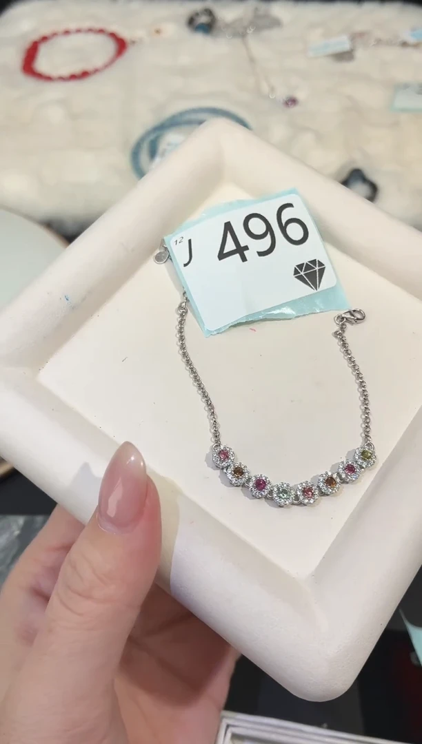 银S925镶嵌手链碧玺多样性发一J496