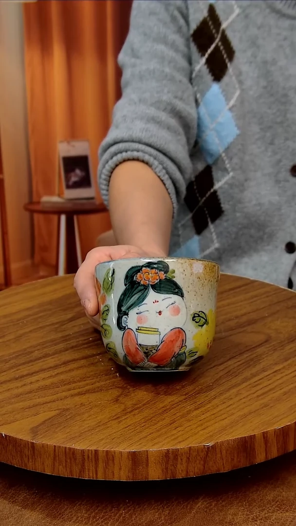杯子陶景德镇手工手绘釉下彩陶瓷，微瑕