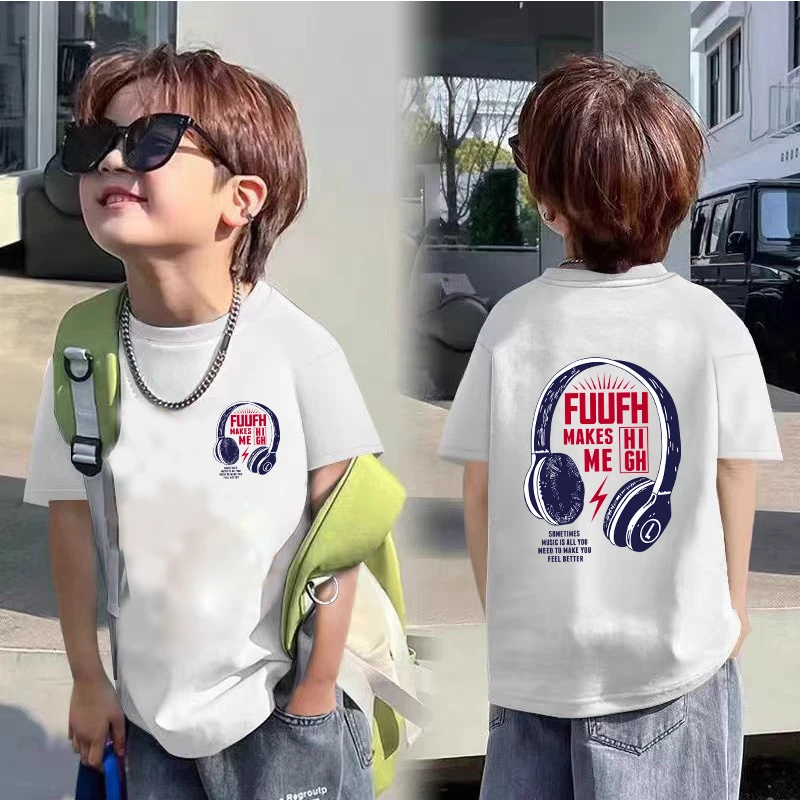 儿童纯棉短袖T恤上衣2025夏季新款卡通印花百搭男女童背心上衣潮