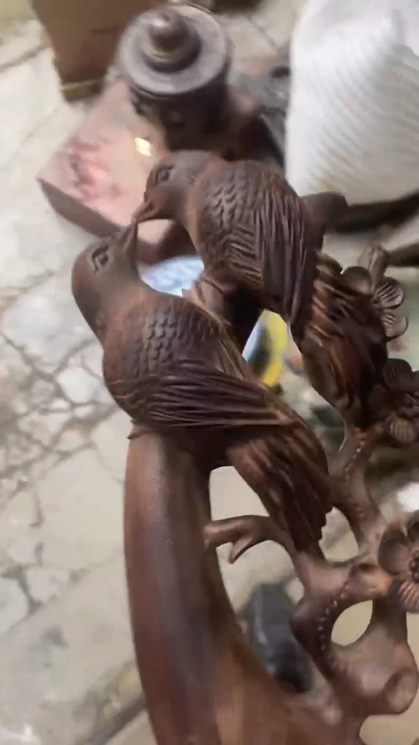 【闪购商品】香榧木木雕新年快乐 香木摆件