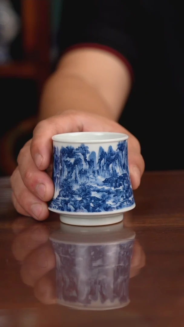 景琳藏青花北派山水