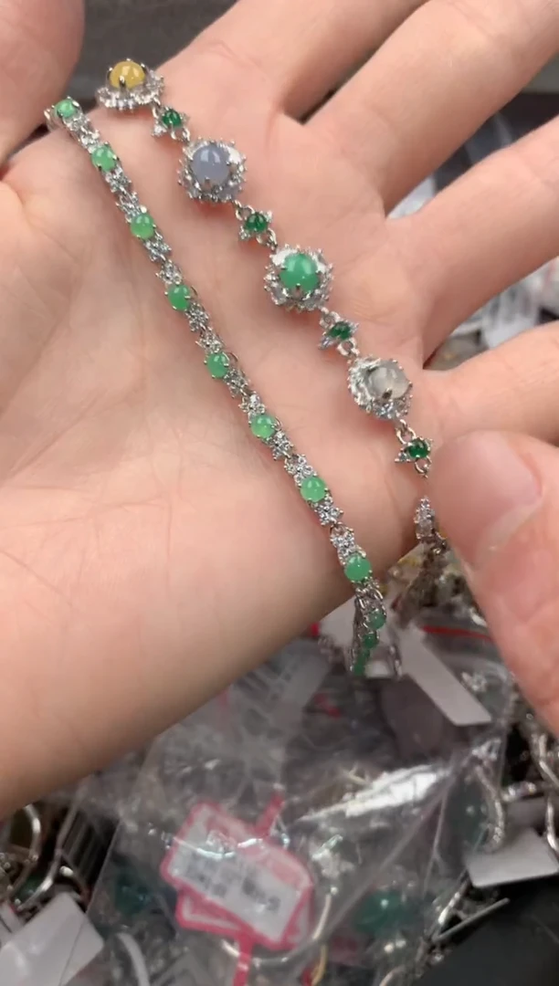 银S925镶嵌戒指翡翠4444----6