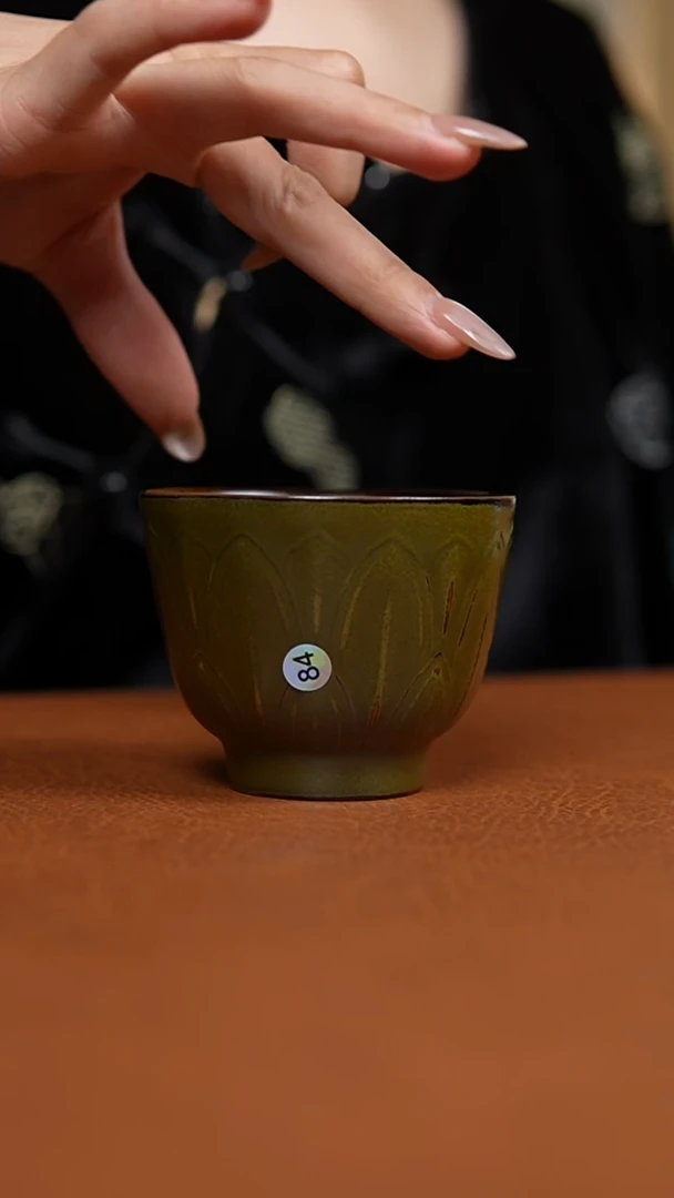 瓷片茶叶沫精工莲瓣杯84