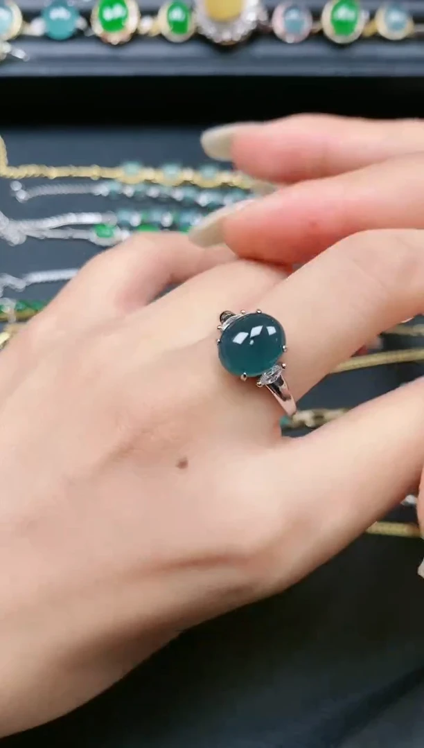 翡翠戒指银S925镶嵌111111