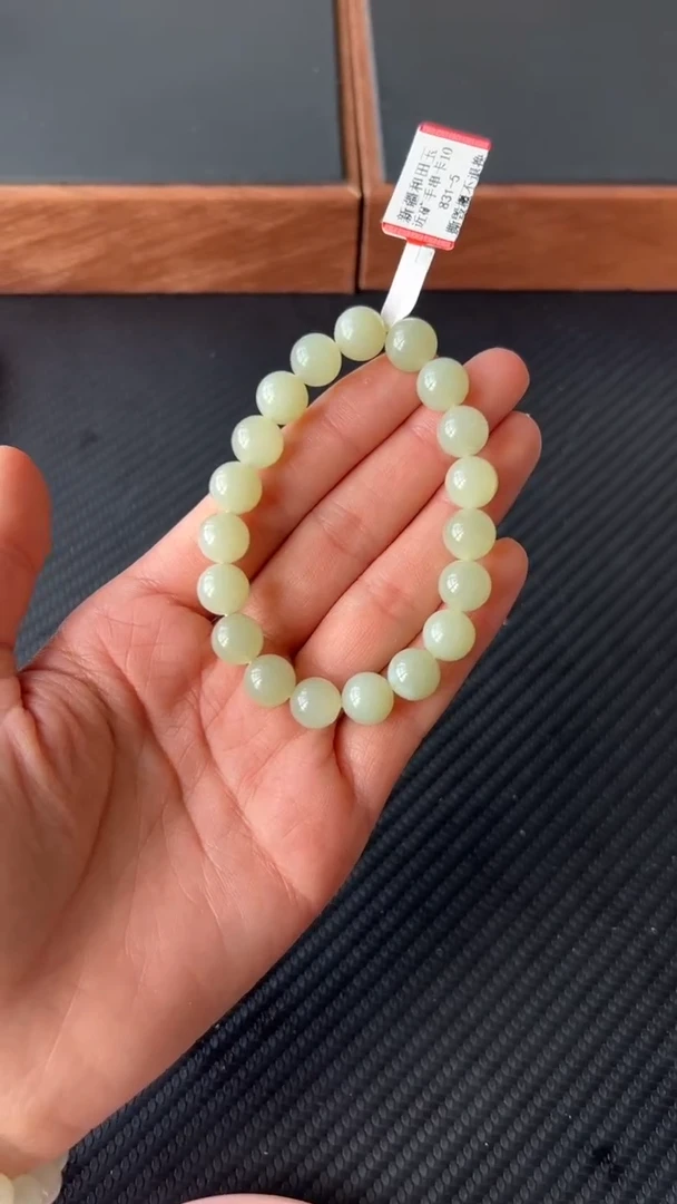 【闪购商品】和田玉手串未镶嵌且末微色差近矿卡10 L