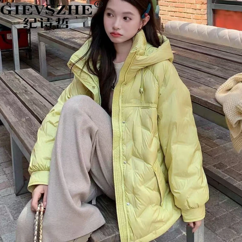 【90绒】纪诗哲中长款羽绒服女冬季新款时尚加厚保暖连帽外套女士冬