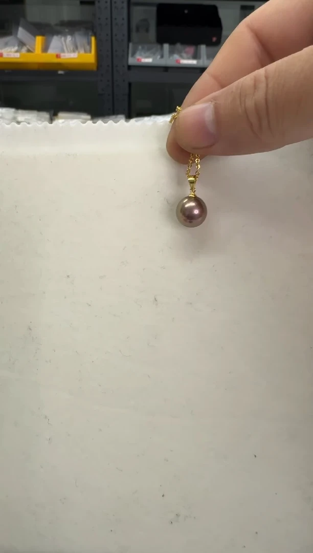 【闪购商品】淡水珍珠吊坠(赠链)银S925镶嵌11-12mm（紫珠吊坠）