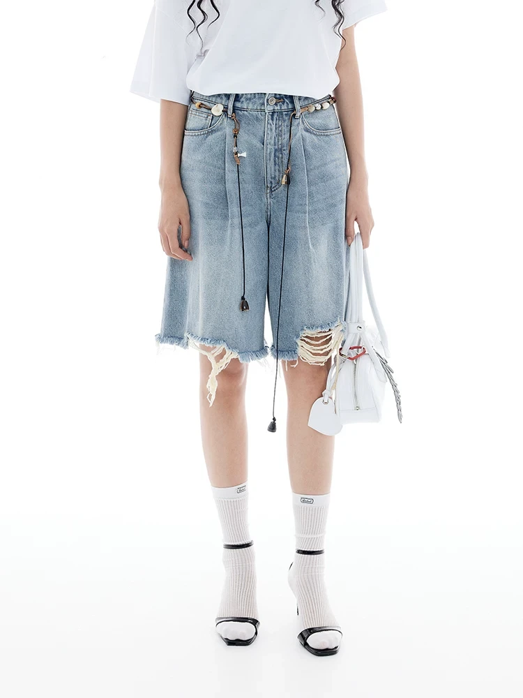 杰瑞【松弛街头】刘浩存同款夏日必备五分牛仔裤慵懒随性直筒休闲裤