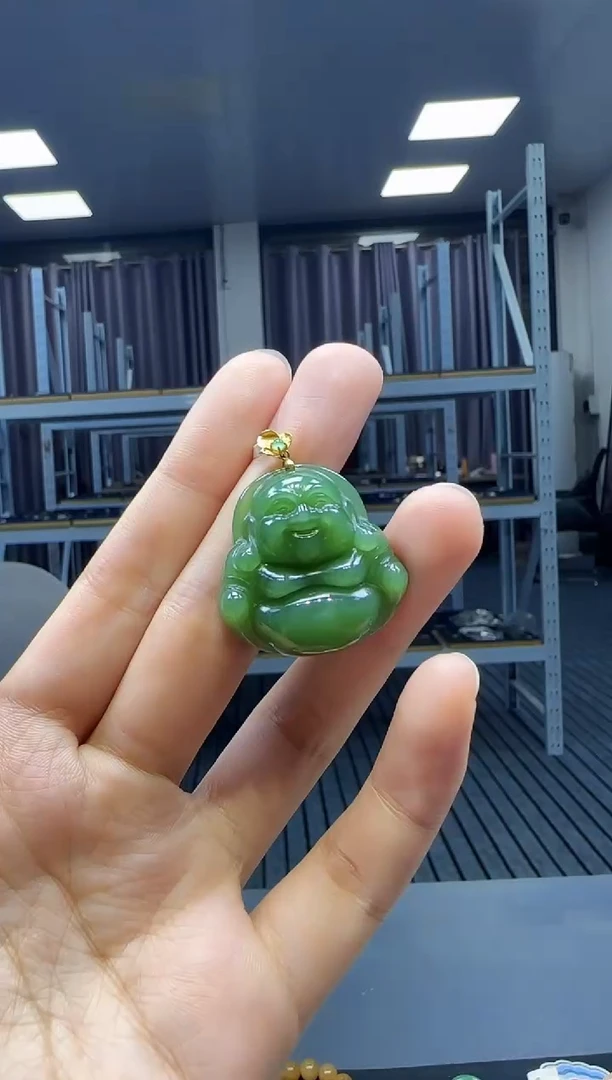 和田玉18K金镶嵌挂件1