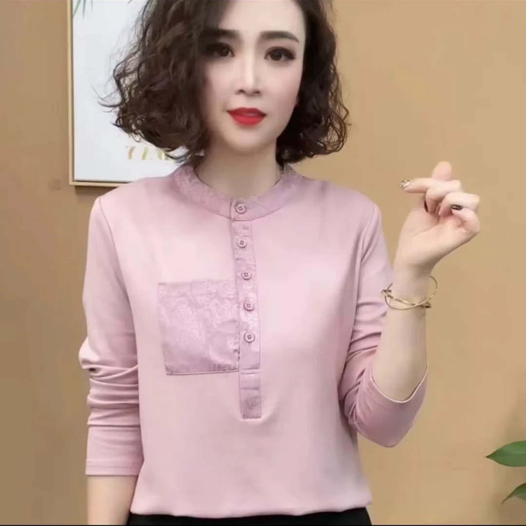 2025秋冬新款纯色休闲时尚洋气百搭显瘦气质减龄长袖小衫