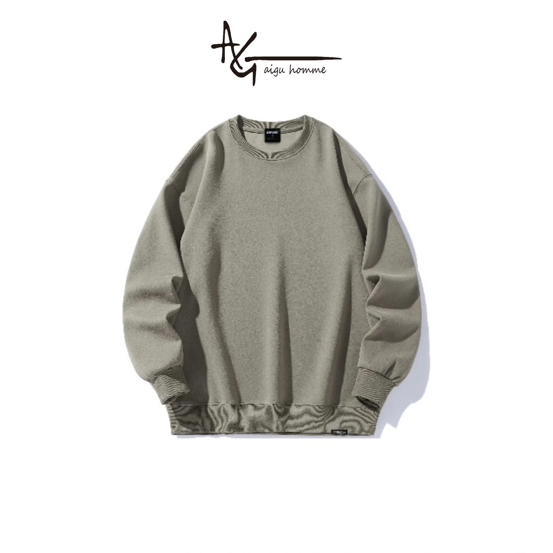 FF【领口烫钻-春季新款男士纯棉大卫衣简约时尚圆领卫衣