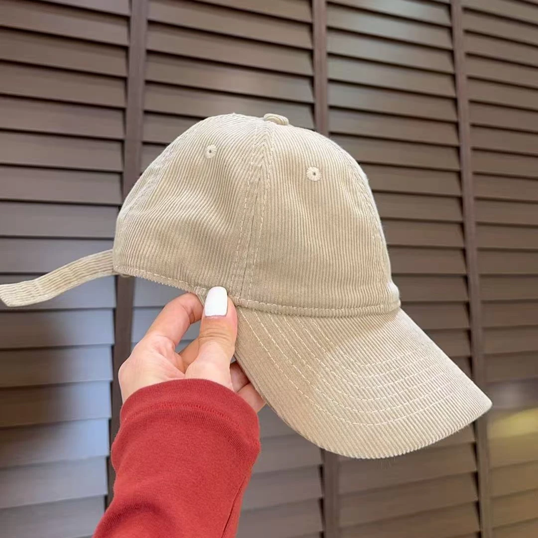 秋冬爆款 灯芯绒 棒球帽大帽檐 卡其色 显脸型小帽子
