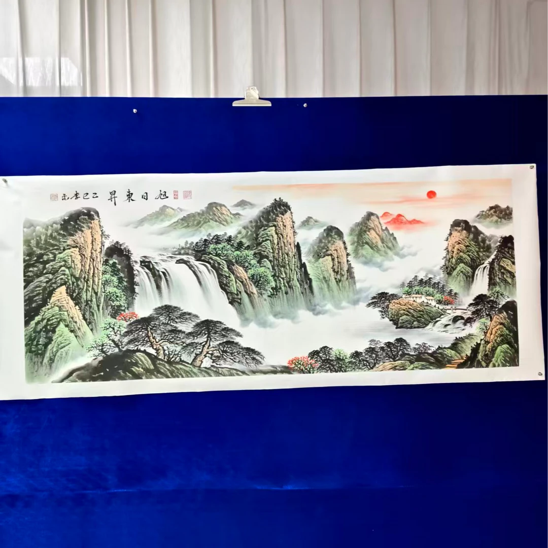 旭日东升李禾手绘作品画芯尺寸180*70