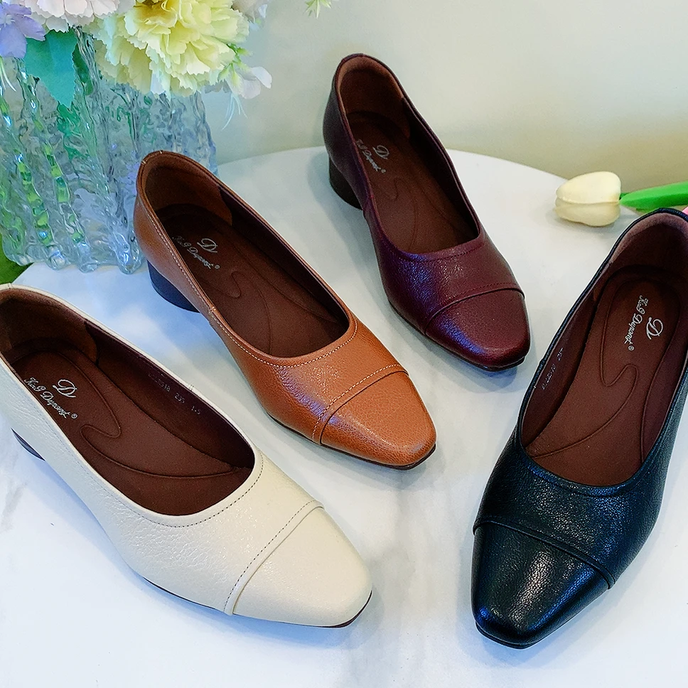 518头层羊皮法式复古浅口百搭玛丽珍拼接小香风豆豆鞋真皮女鞋