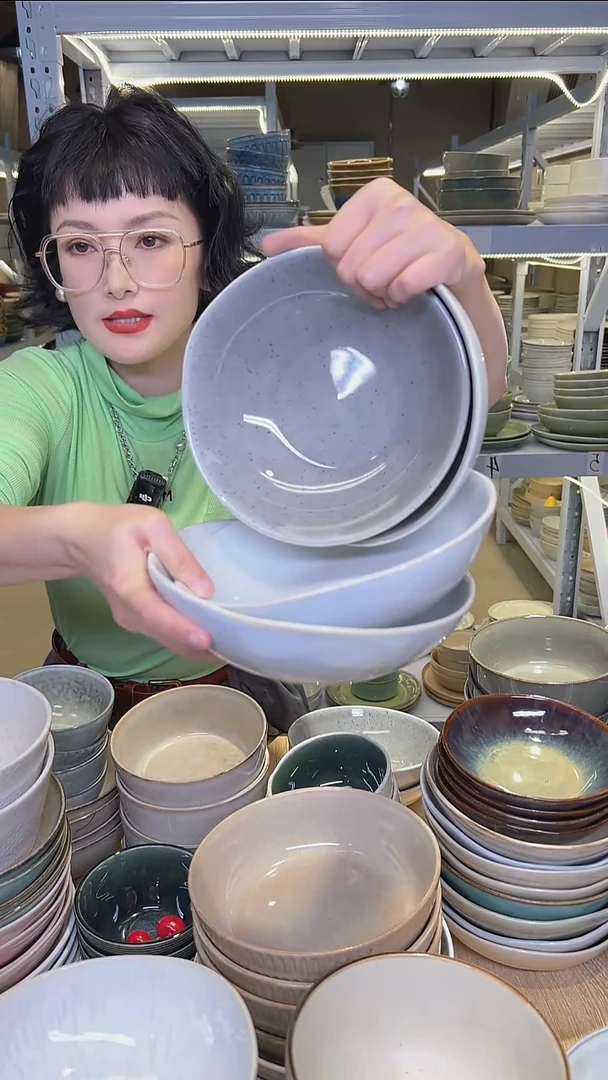 瓷45外贸尾货高温釉下彩陶瓷餐具默认微瑕