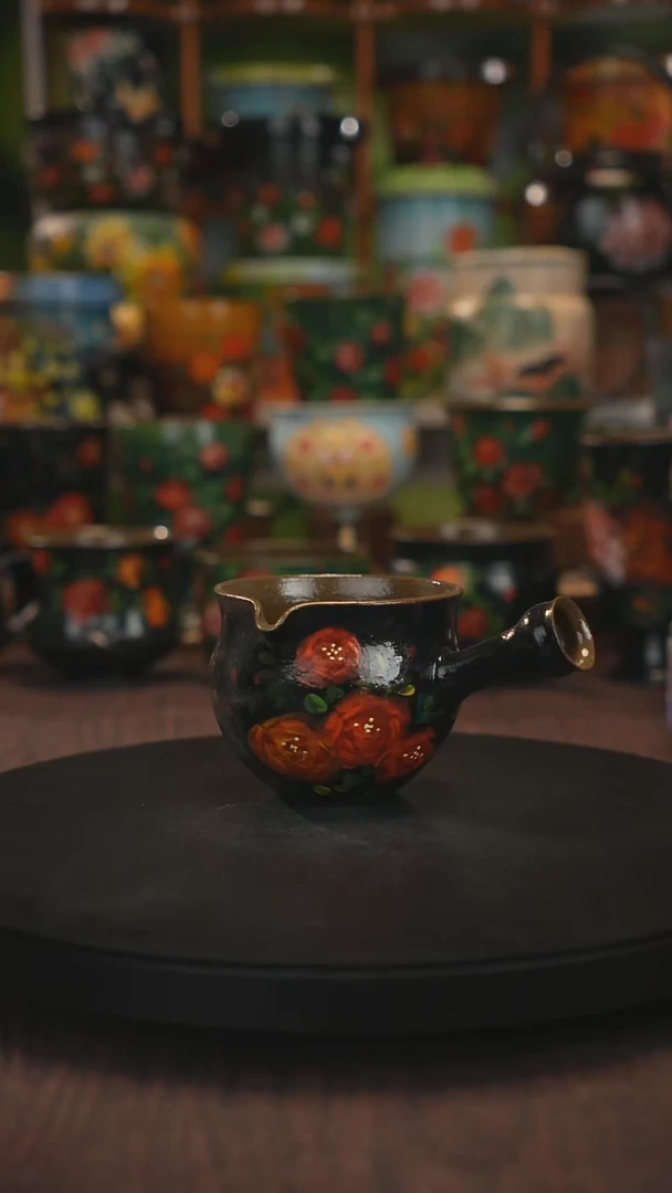 紫砂油画手绘釉下彩