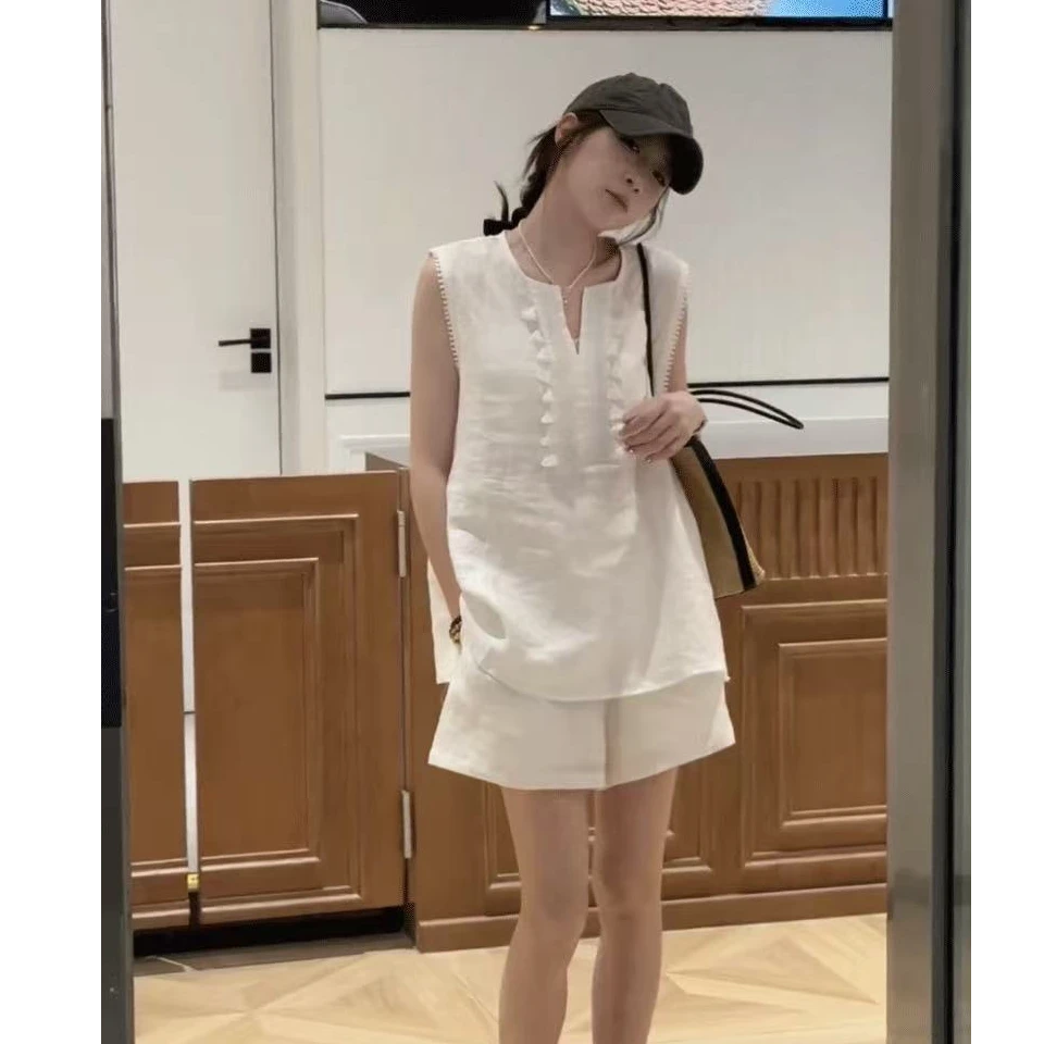 2025洋气穿搭夏季新款韩系休闲显瘦宽松时尚百搭设计感无袖两件套