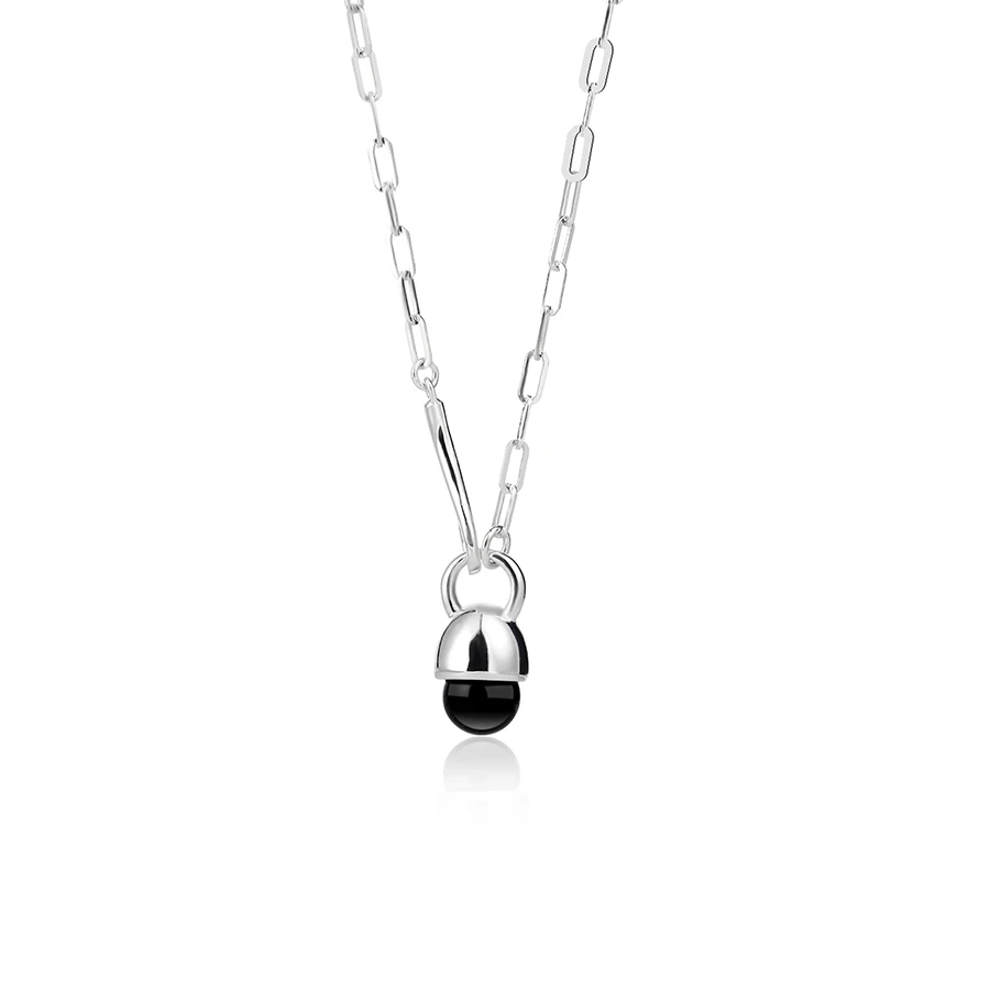 铜合金项链 百搭小众简约啵啵黑色项链