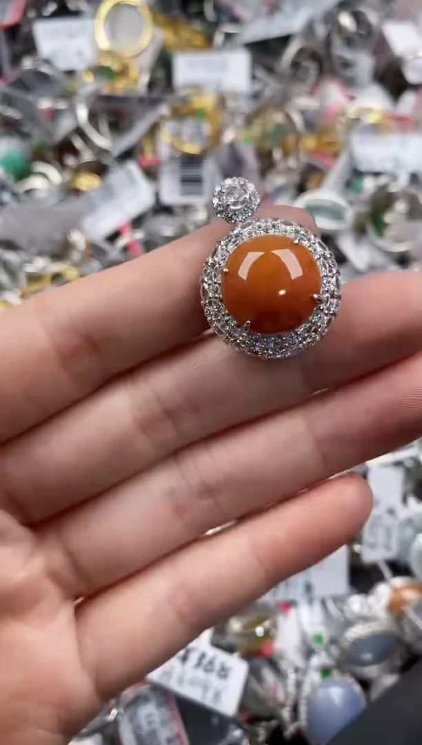 银S925镶嵌戒指翡翠10   7