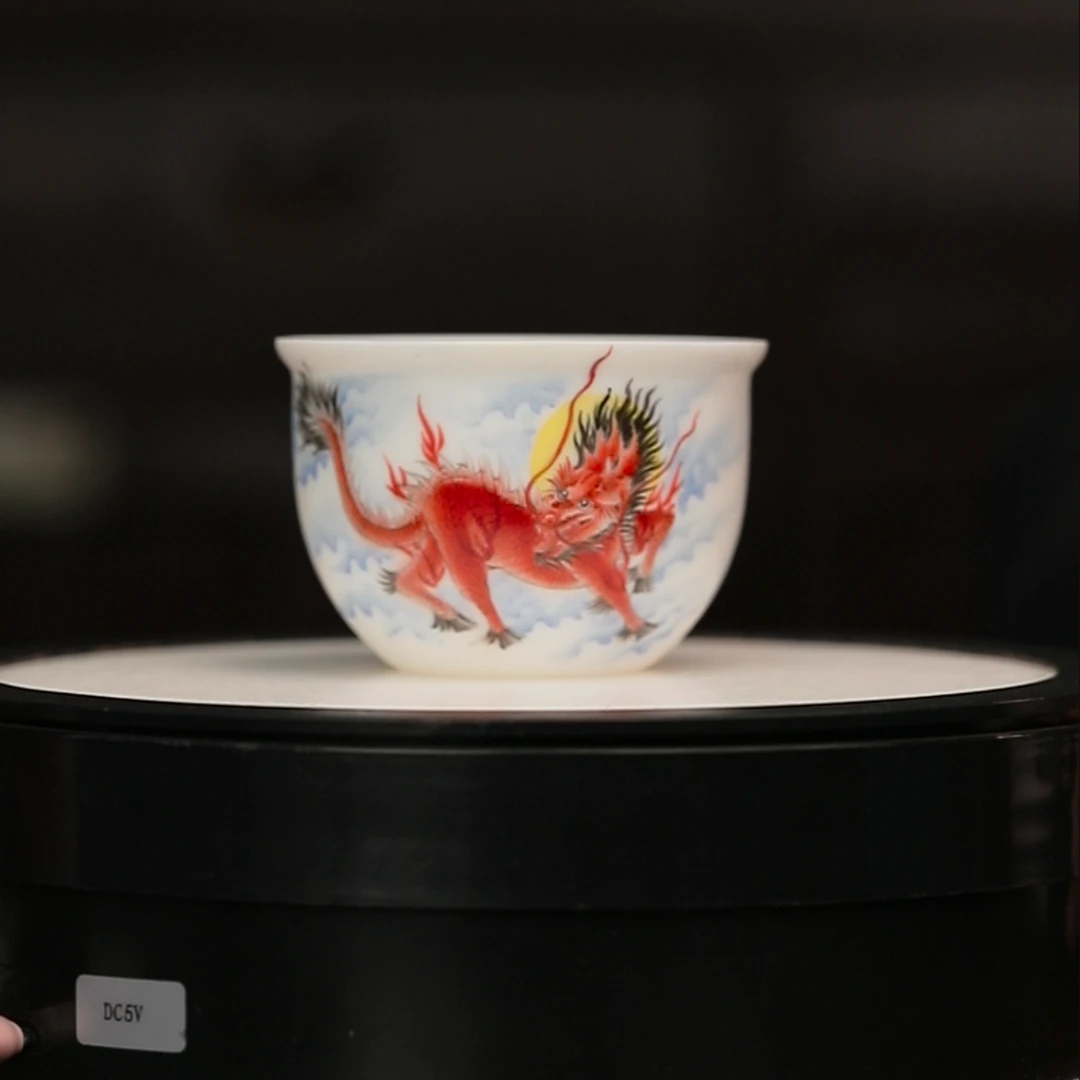 11.25/n10120/白瓷/红麒麟主人杯