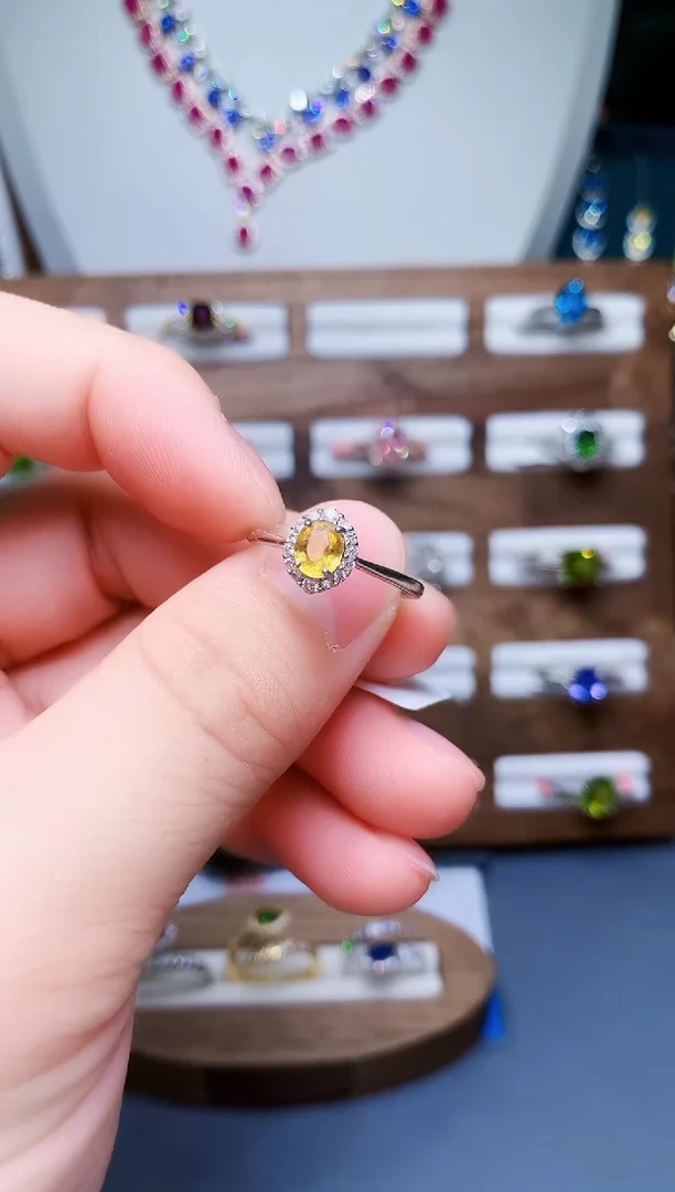 【闪购商品】彩色蓝宝石戒指银S925镶嵌37-20