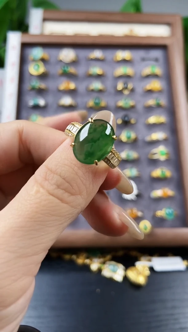 银S925镶嵌戒指翡翠12