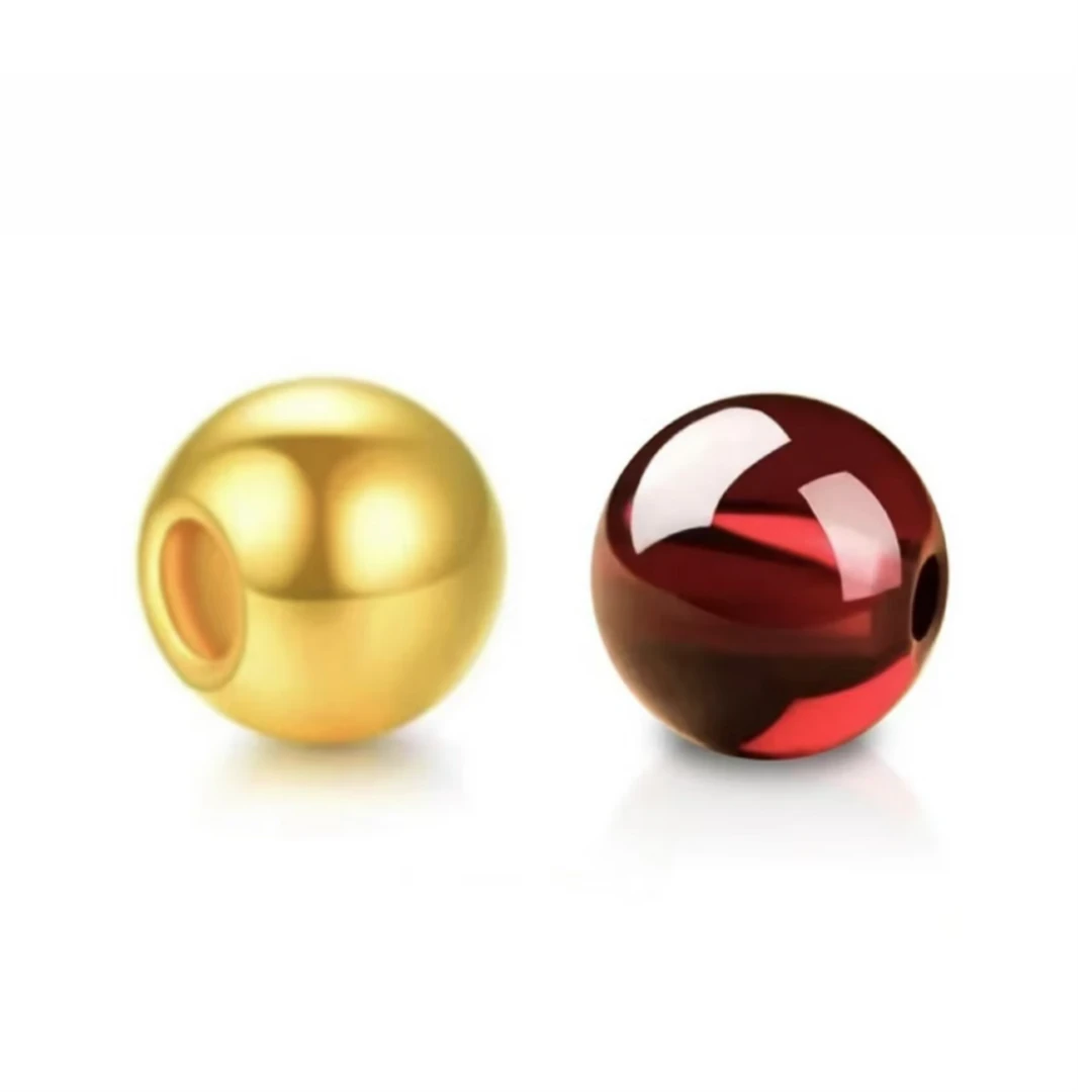 【质检发货】卡4MM亮面金珠配件 拍45颗赠两世欢 5颗赠链