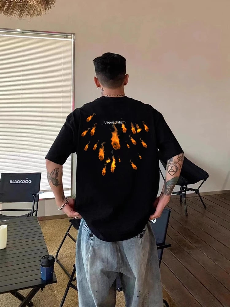 【重磅纯棉】美式宽松短袖T恤夏季透气百搭时尚休闲潮流高街个性ins