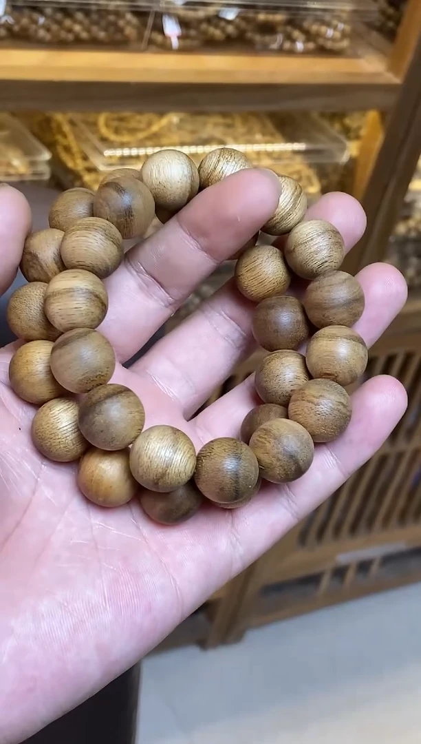沉香手串加里曼丹圆珠单圈红土沉1.5多样性发其一