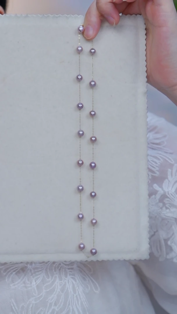 【闪购商品】淡水珍珠项链18K金镶嵌闪购紫珠满天星