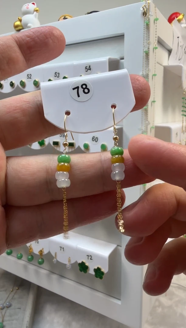 18K金镶嵌翡翠耳饰缅甸天然翡翠a货