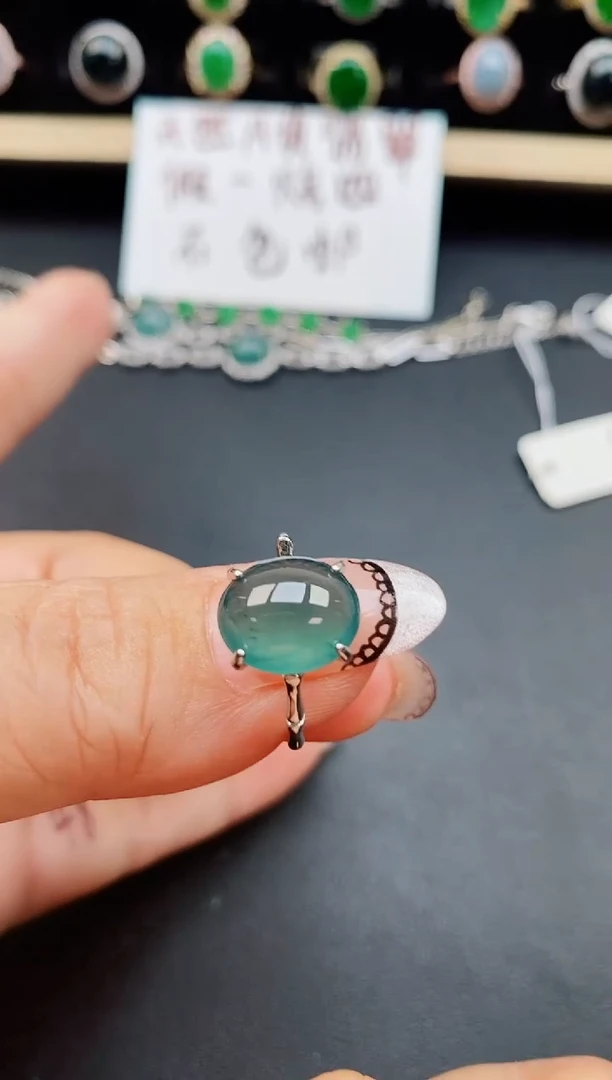 翡翠戒指银S925镶嵌0850