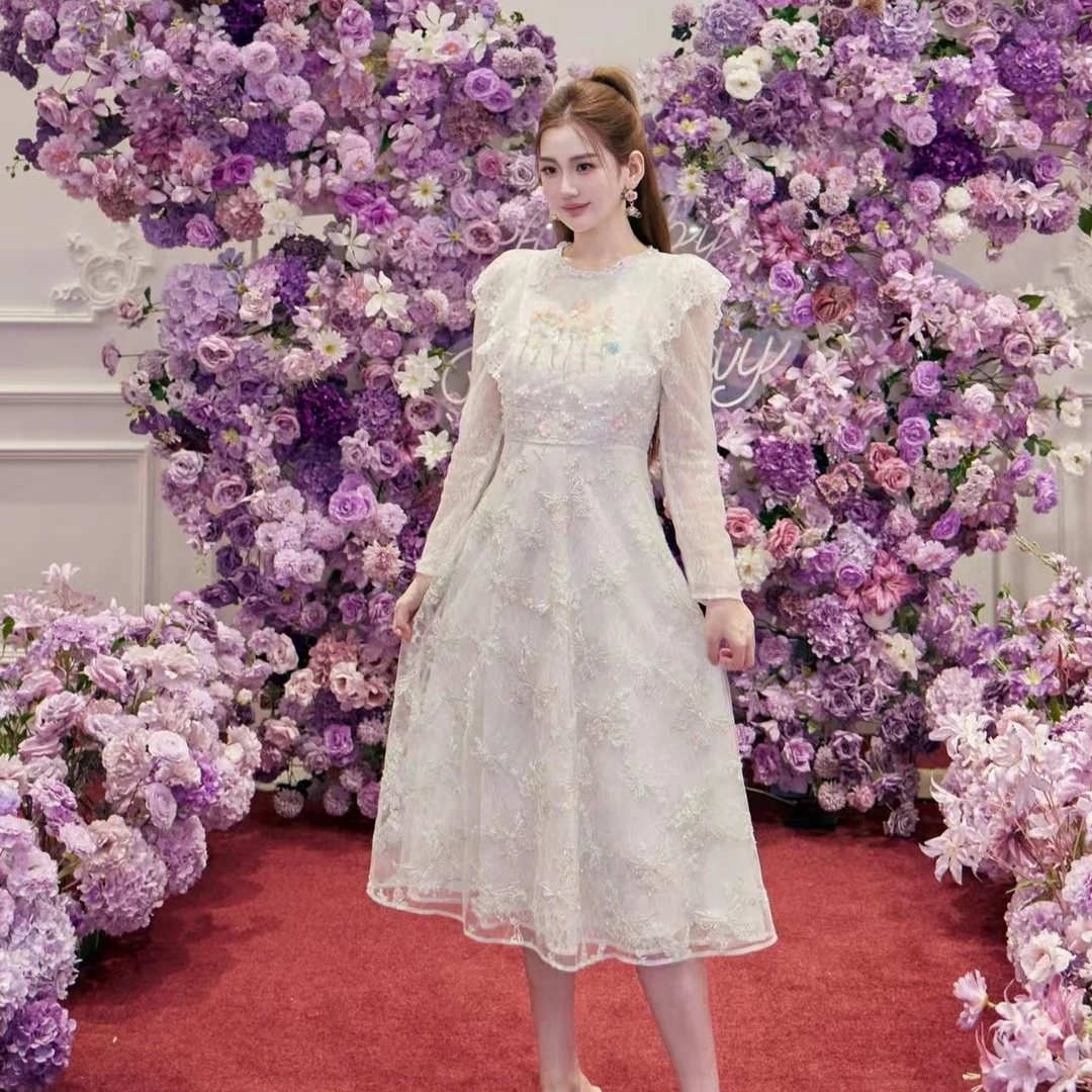 Marie Elie【绮梦花影】新款钉珠连衣裙EAF61M03361