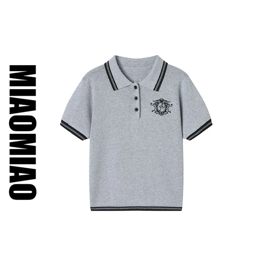 【苗苗】6007大码韩系学院风女2025夏季新款polo领短袖t恤休闲百搭