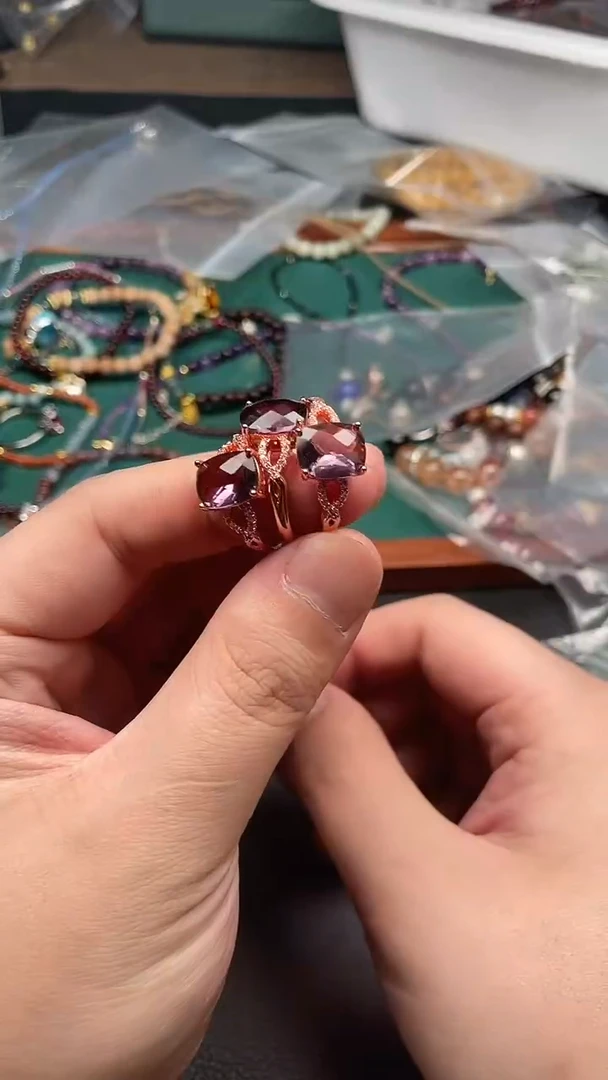 紫晶戒指未镶嵌多样性发货拍一发一