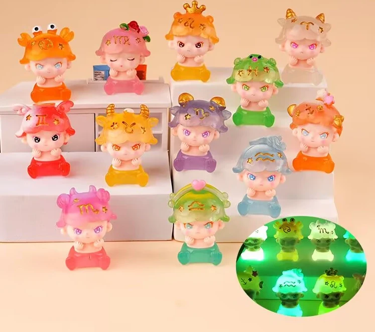 【新款+九宫格】夜光十二星座大表姐桌面可爱粒萌摆件