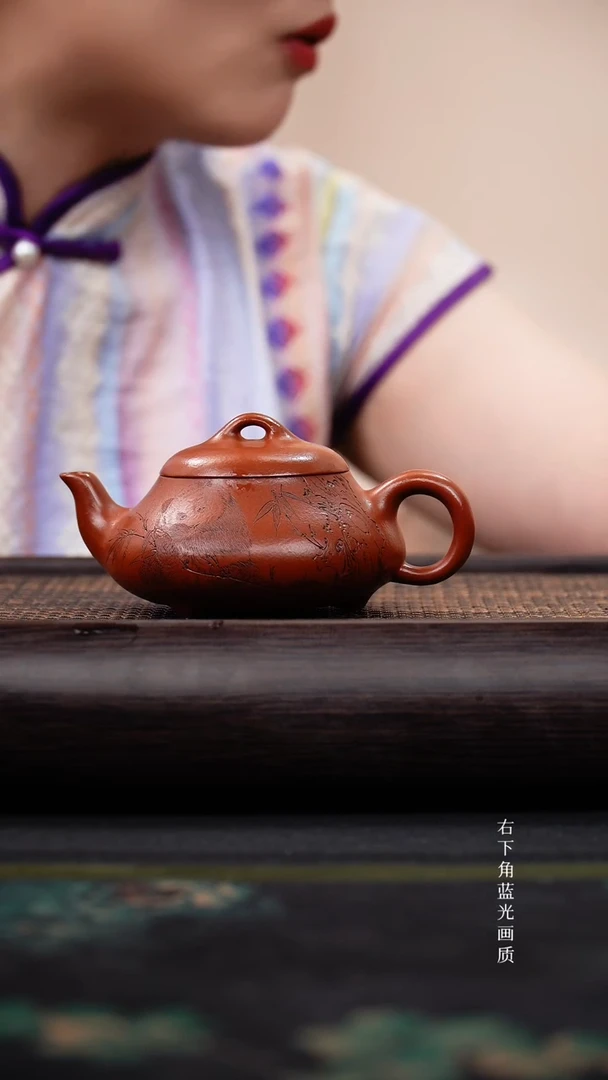 茶壶紫砂汉棠石瓢 黄金朱泥