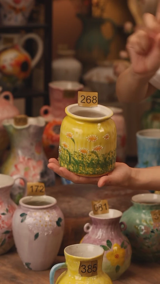 陶瓷268景德镇设计师手作花器摆件侘寂风