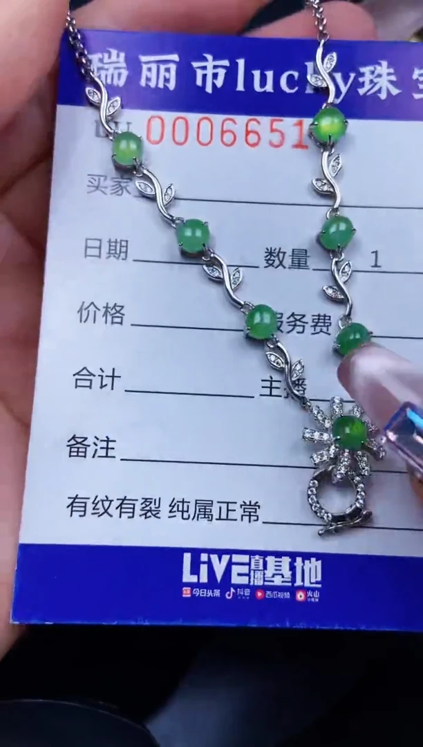 翡翠银S925镶嵌颈饰6651