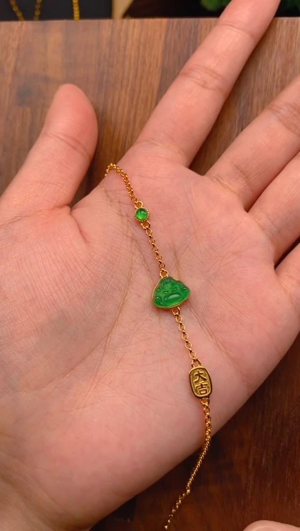 【闪购商品】翡翠手链银S925镶嵌佛公手链