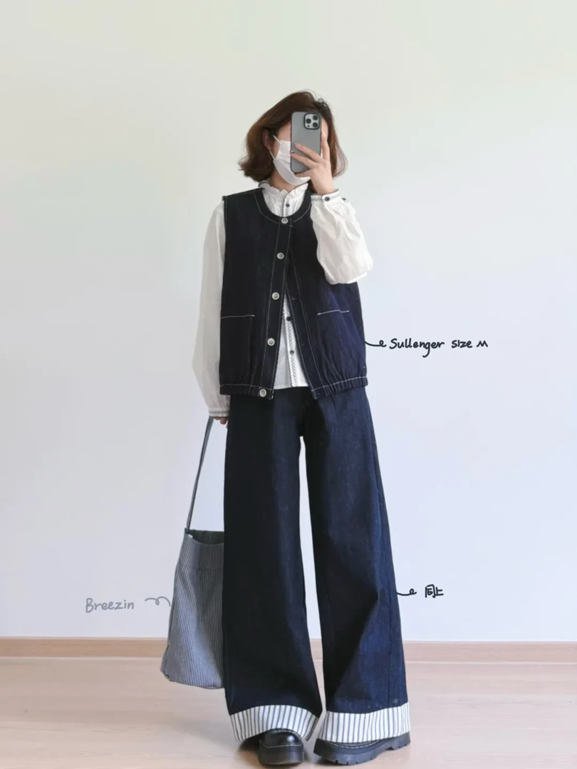 2025春季新款韩系穿搭高级感衬衫牛仔马甲叠穿搭配牛仔裤三件套女