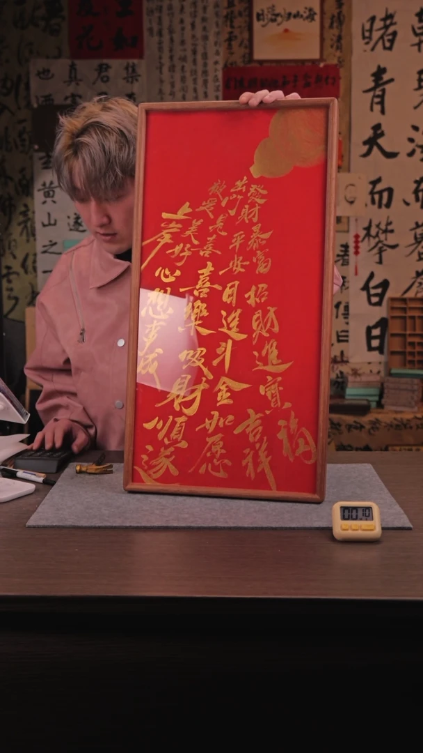 【闪购商品】书法福禄到 33*66 实木框架