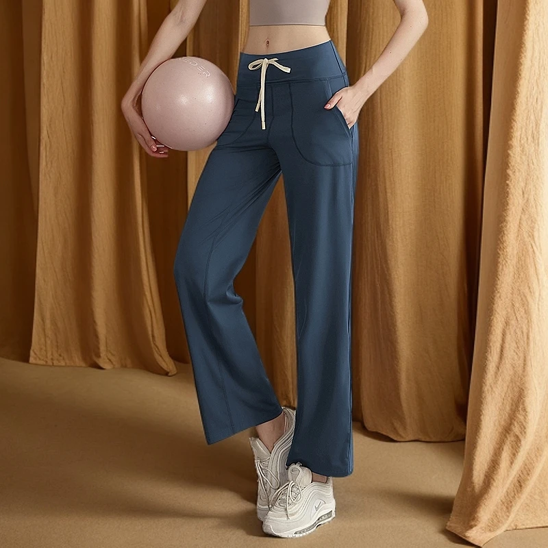 夏季瑜伽阔腿裤高腰宽松休闲长裤新款显瘦运动长裤直筒健身裤女