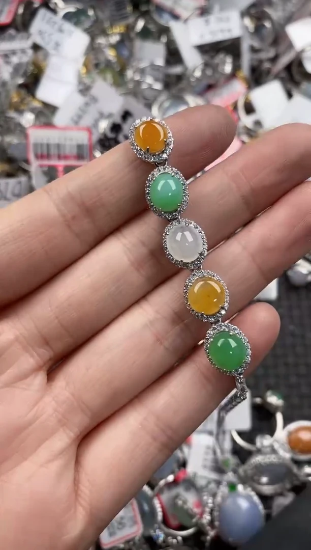 银S925镶嵌戒指翡翠10   6