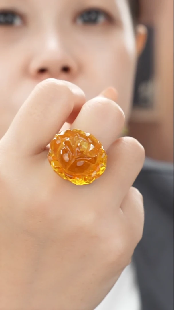 琥珀吊坠(不含链)未镶嵌精品玫瑰花戒指