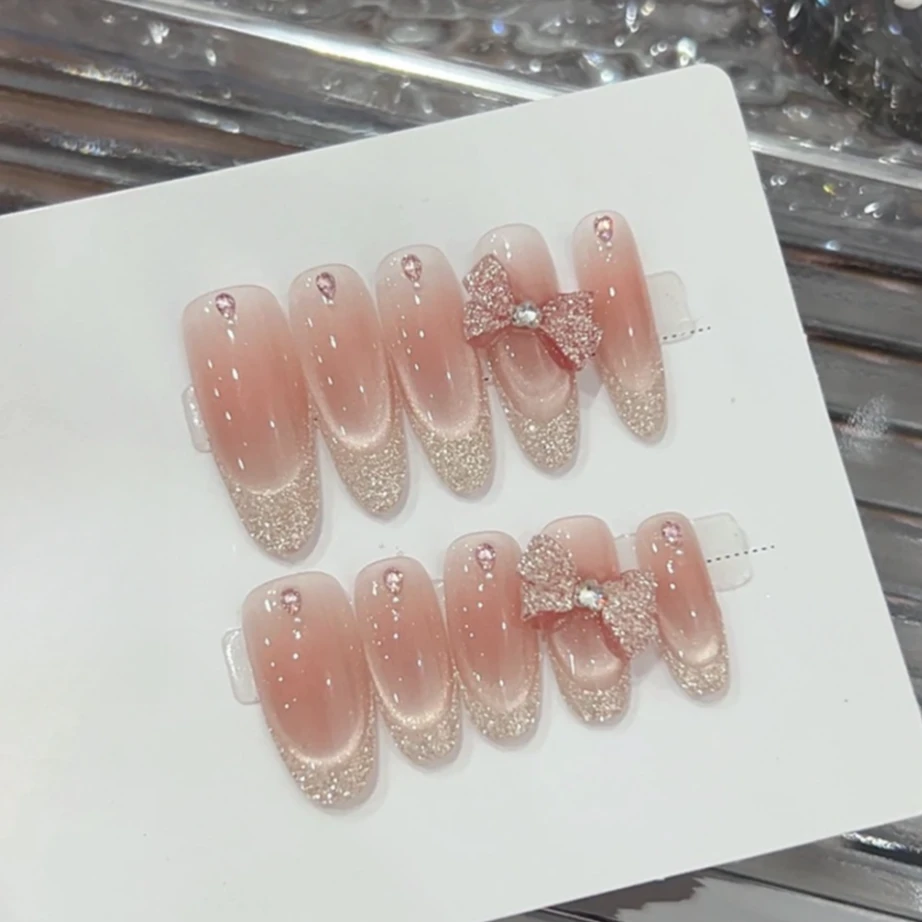 【莉莉安】纯欲气质美甲穿戴甲片渐变细闪气质显白网红指甲猫眼