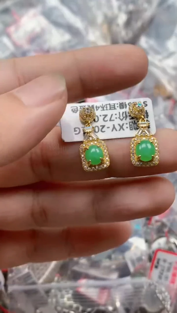 银S925镶嵌戒指翡翠天然A货缅甸翡翠